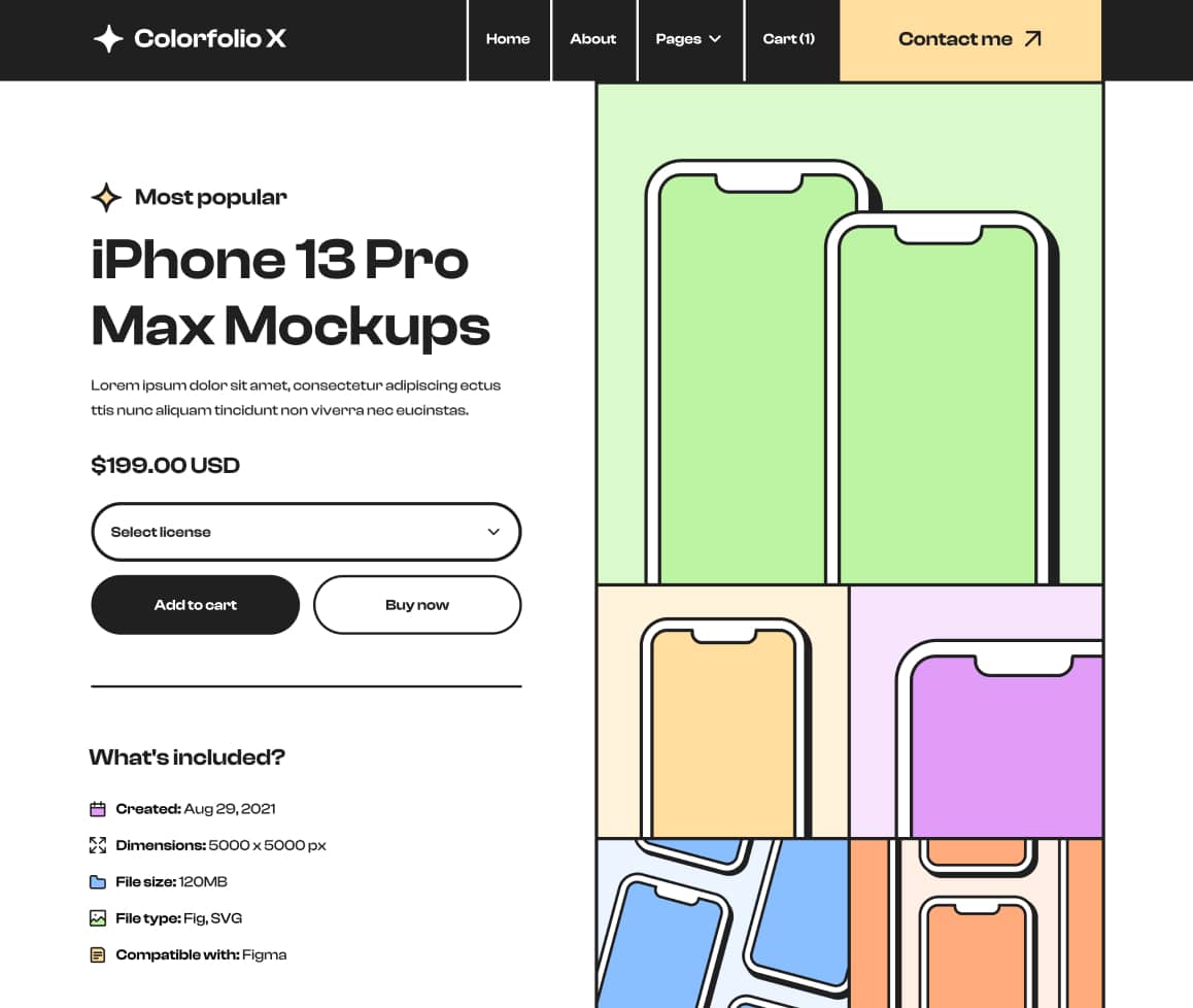 Shop Single Image - Colorfolio X Webflow Template