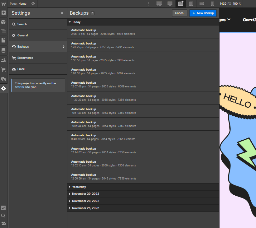 Backups - Colorfolio X Webflow Template