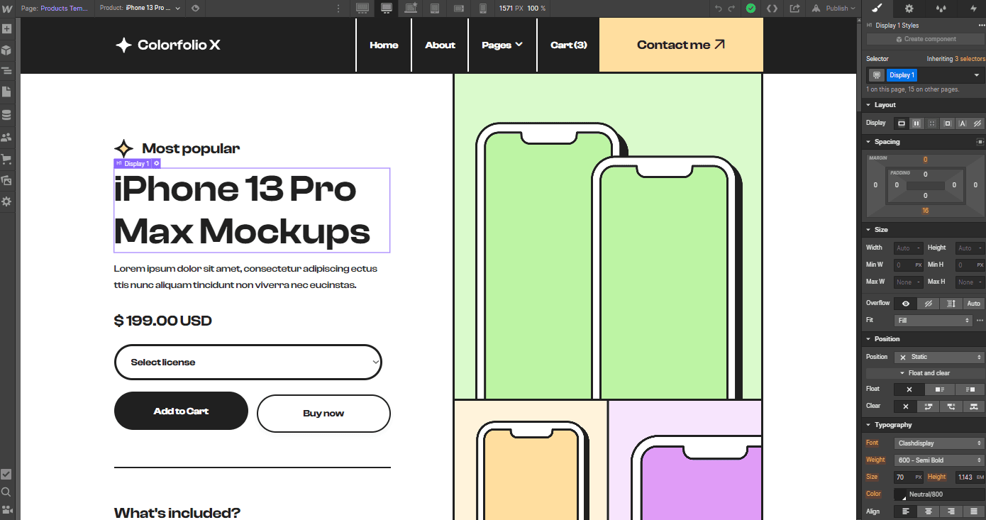 Ecommerce Page - Colorfolio X Webflow Template