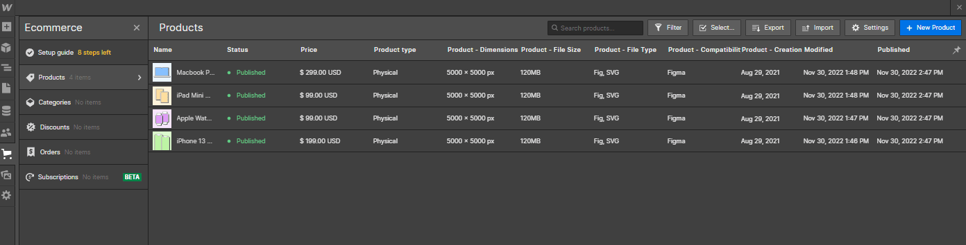 Ecommerce Collection - Colorfolio X Webflow Template