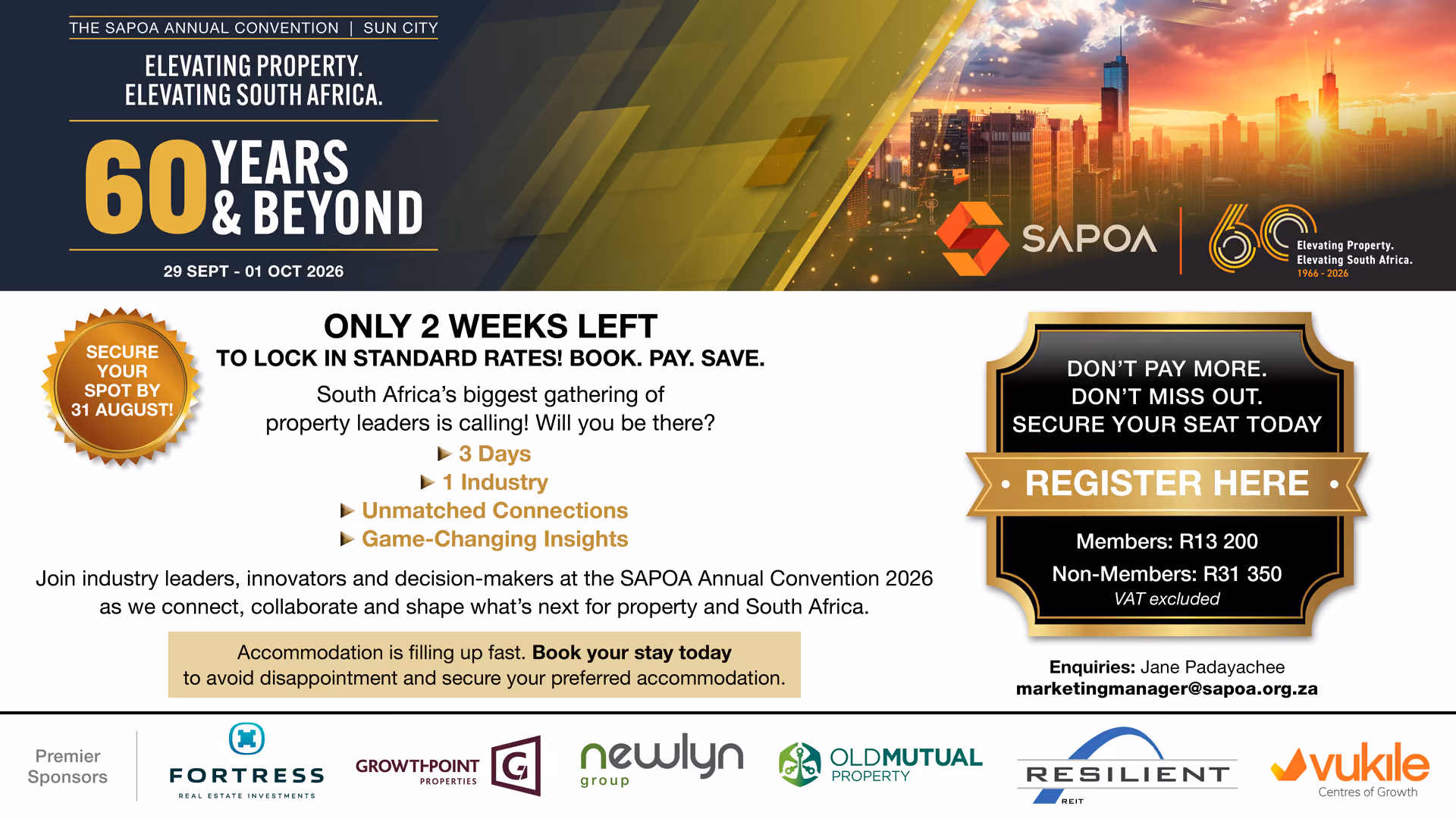 SAPOA Annual Convention 2026 | Tuesday, 29 September - Thursday, 01October | Sun City