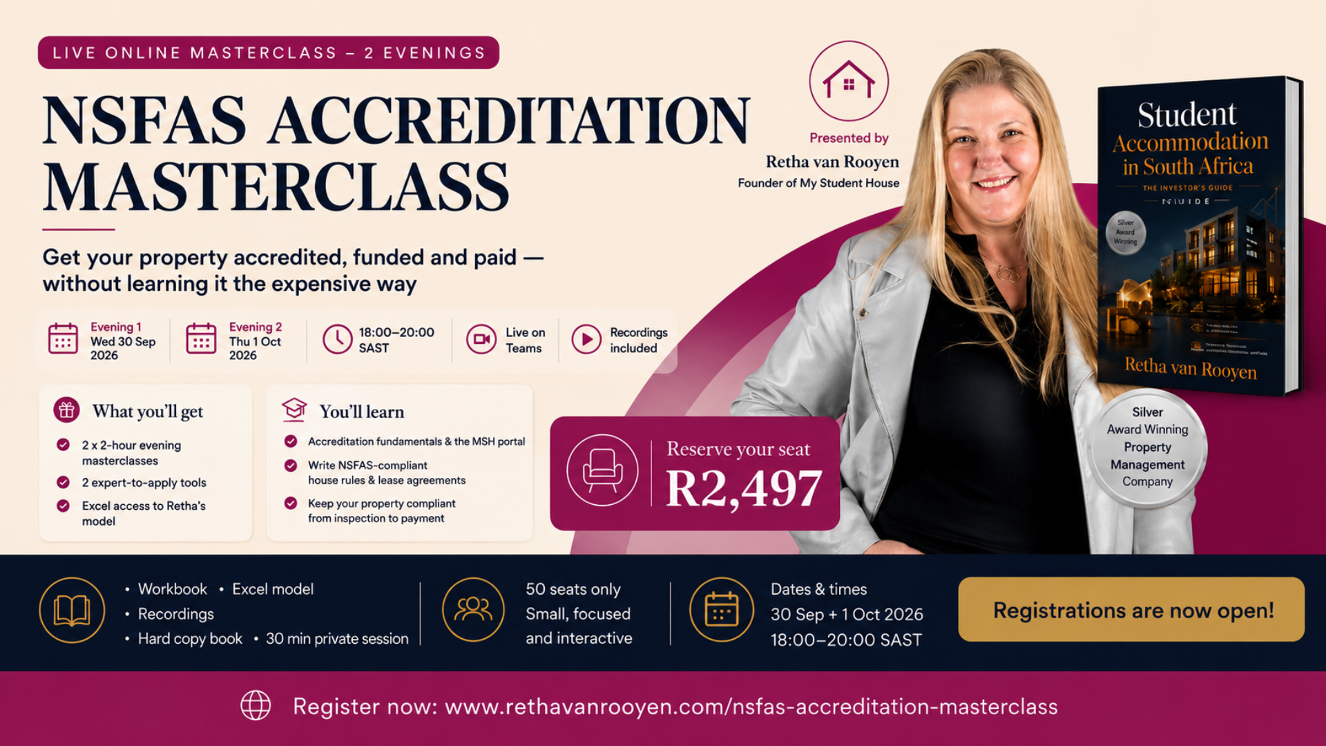 Online Masterclass - Create wealth with NSFAS Student Accommodation