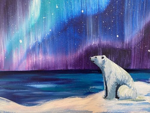 SOLD OUT - Canvas Tutorial - Polar Bear and Northern Lights (Parent and Child Session)