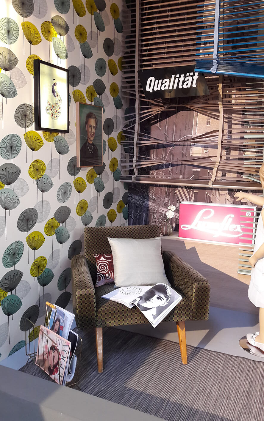 Street art installation featuring retro interior design.