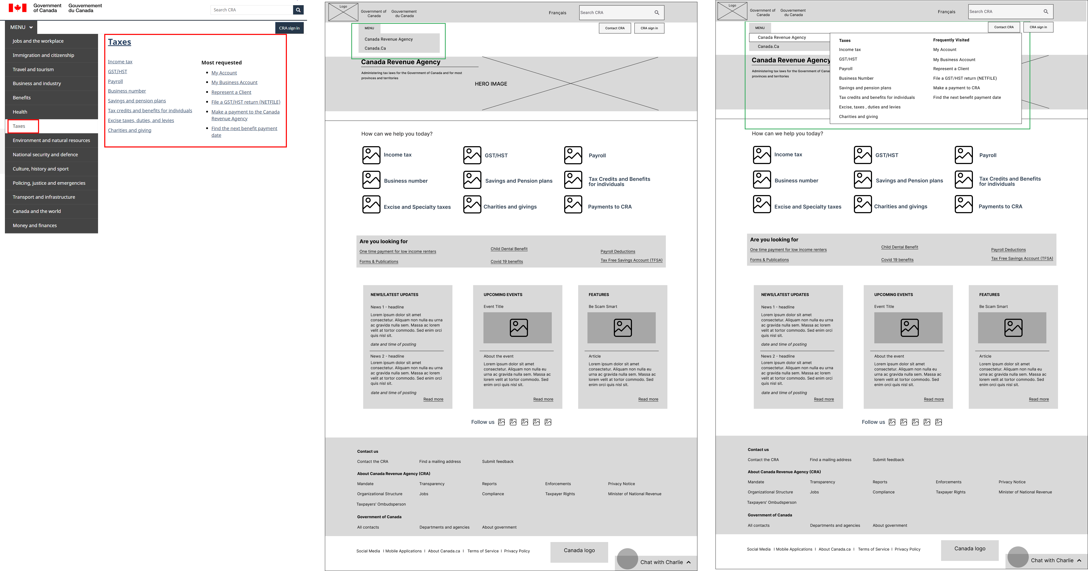 lo-fi homepage menu layout