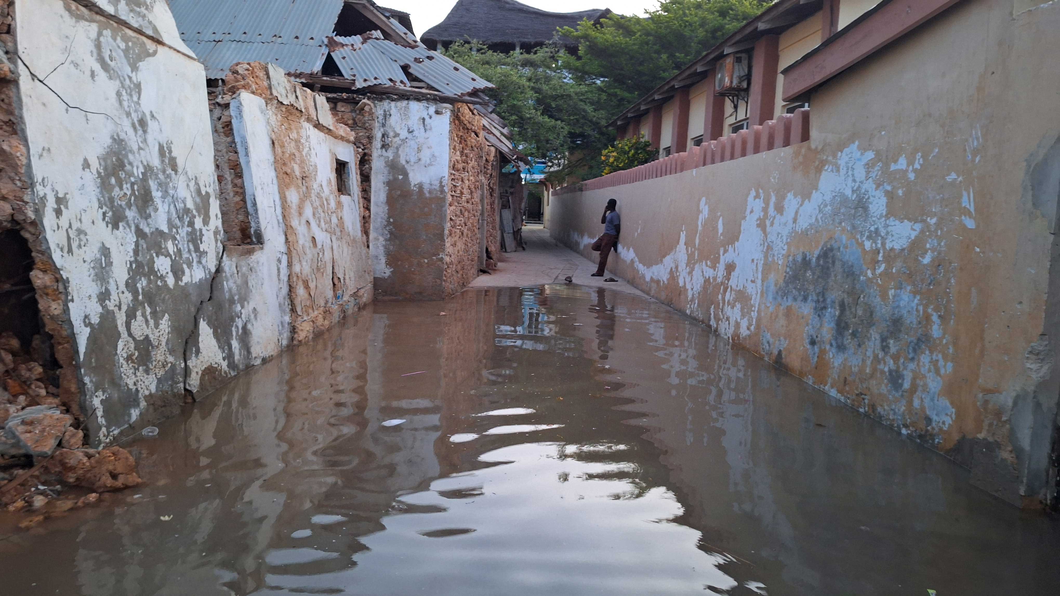 Rising sea levels leads to flooding in Lamu. Photographed by Mary Stone.
