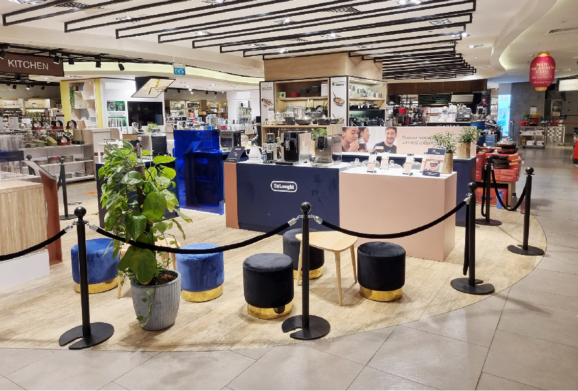 A small pop-up event in a department store for De'Longhi, a renowned coffee machine brand.