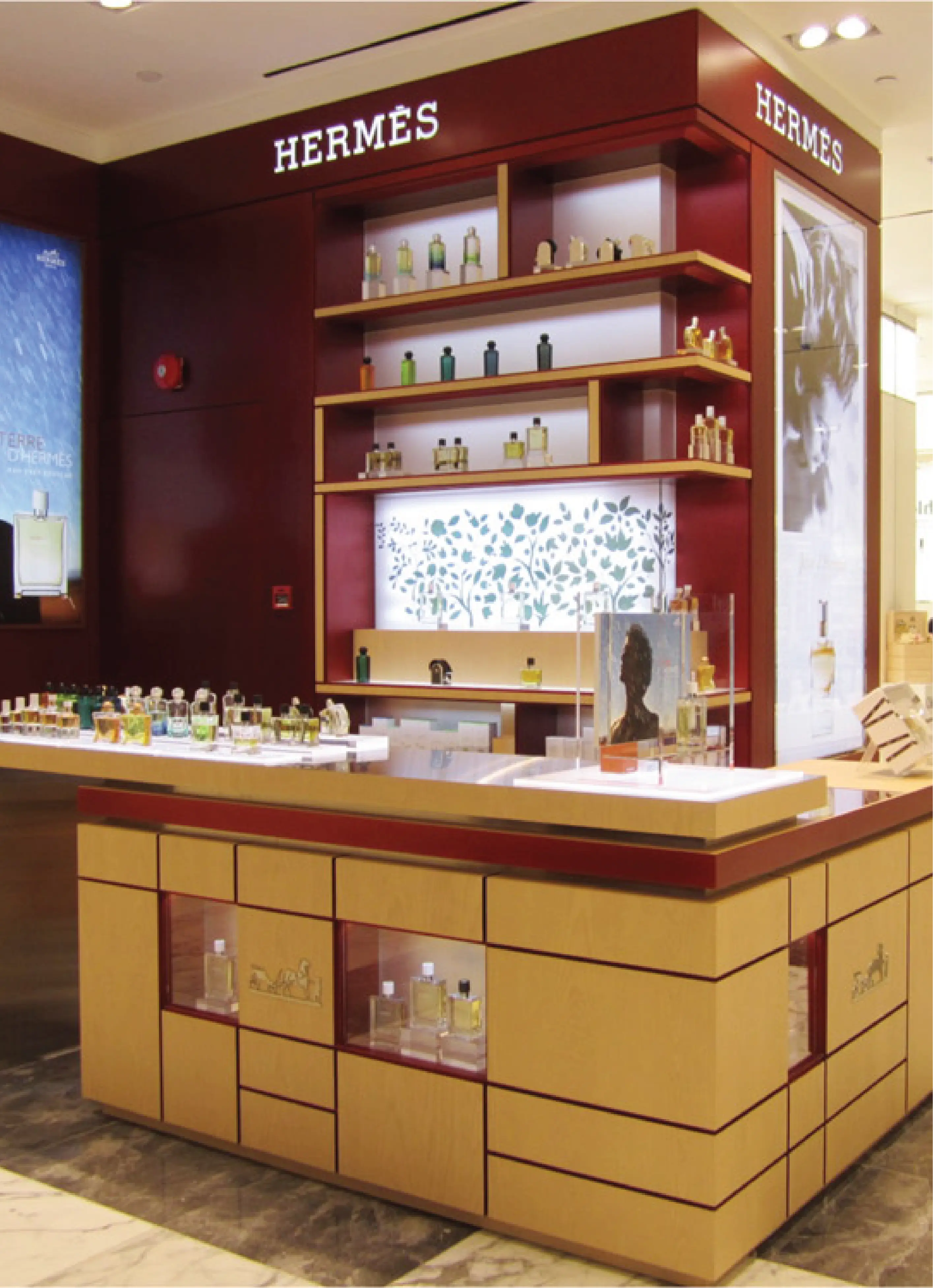 Retail Merchandising store display for luxury fashion and lifestyle brand Hermes
