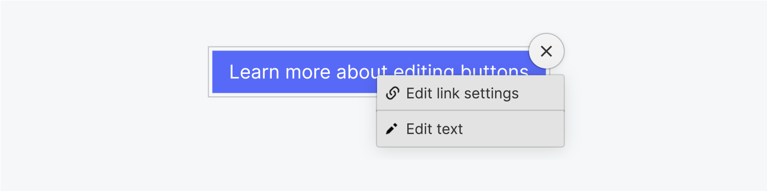 The edit button drop down menu includes two options: edit link settings and edit text.