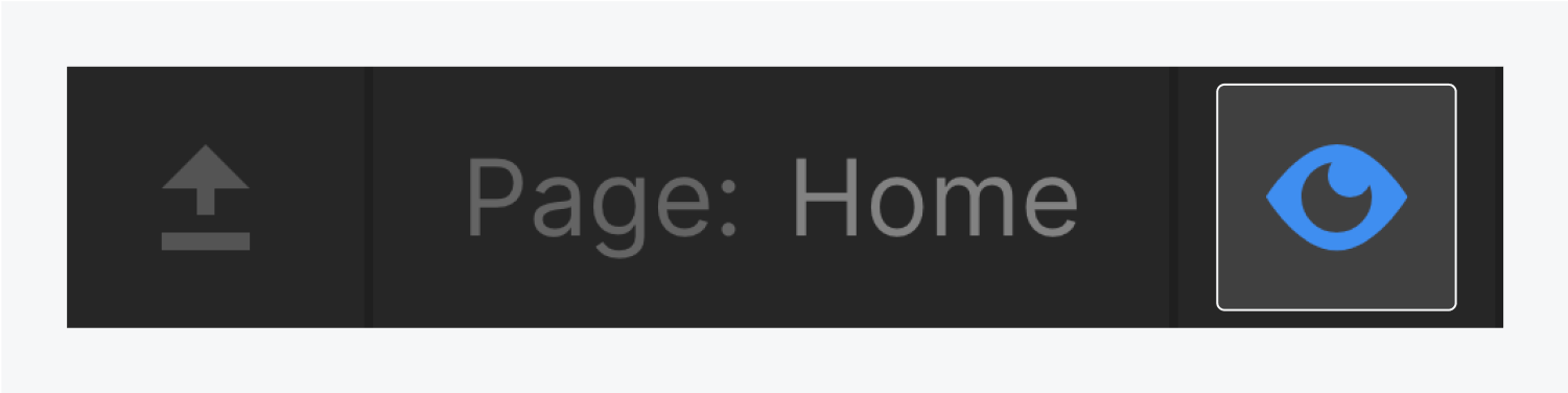 The blue preview mode icon is highlighted next to the Page name.