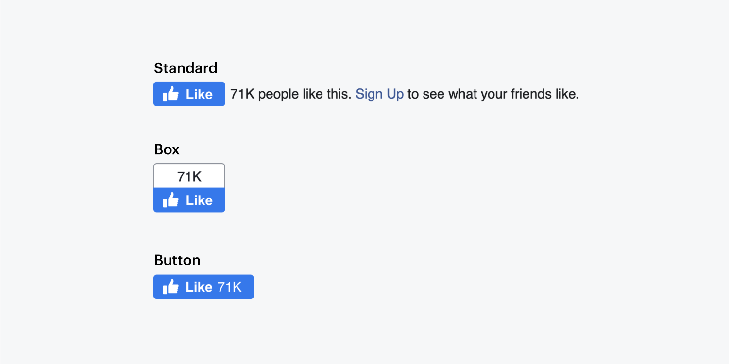 The three facebook layout options are displayed. 