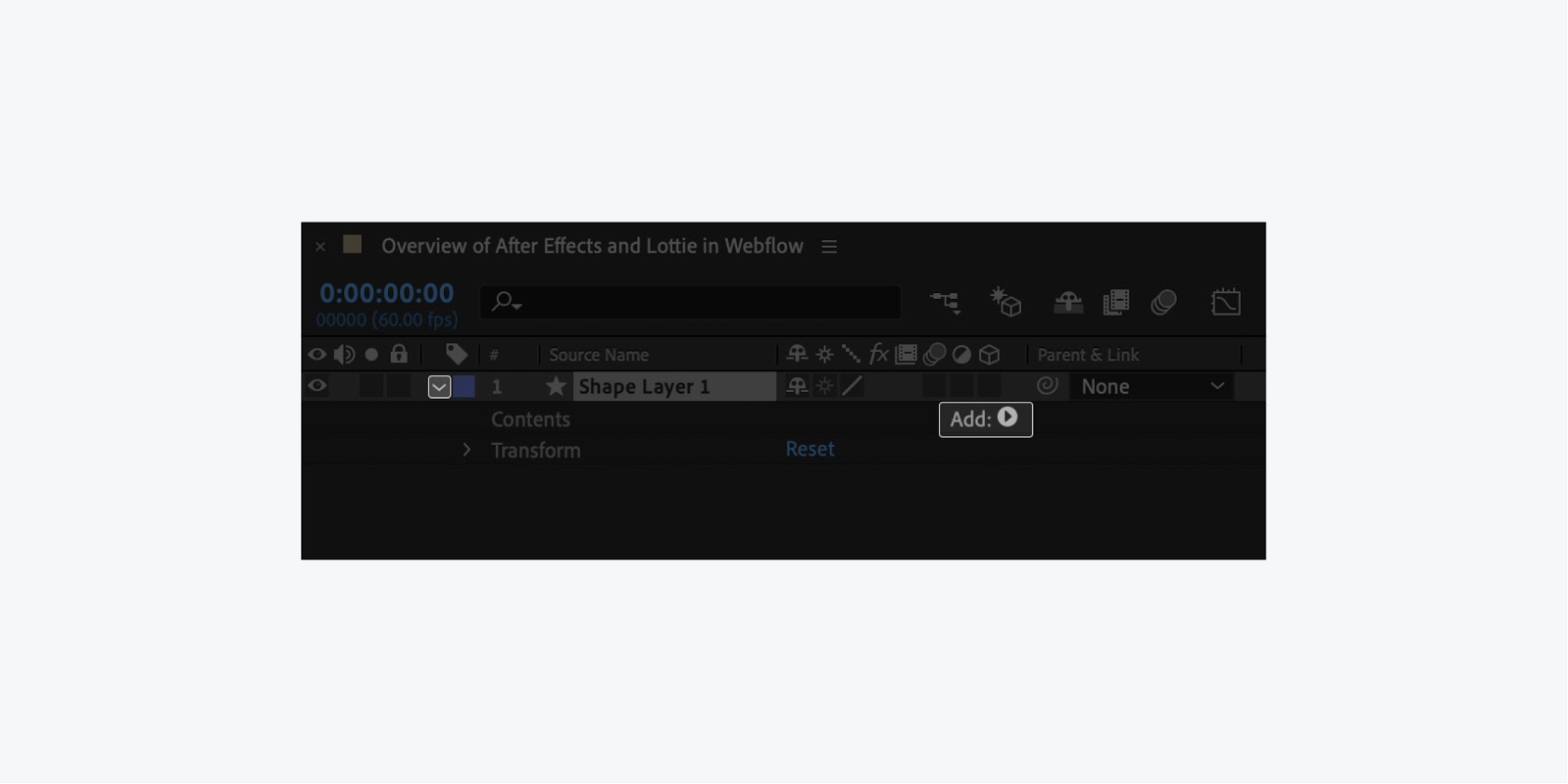 Shape layer content settings. Add feature is highlighted.