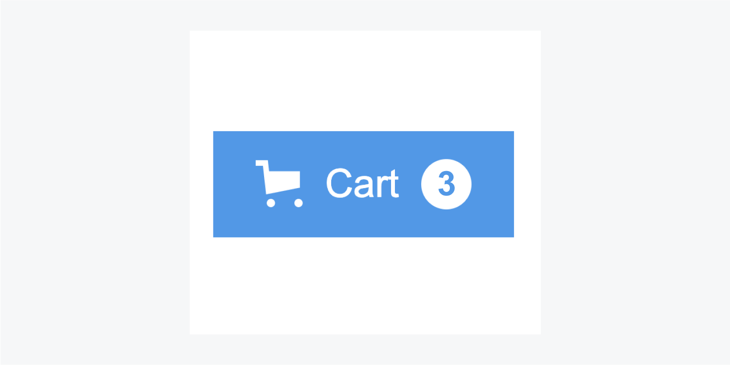 The Cart button includes a shopping cart icon, the word Cart and a blue number three in a white circle. There are three items in the cart.