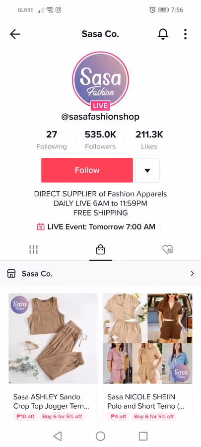 TikTok Shopping - Sasa Fashion - Partipost SG