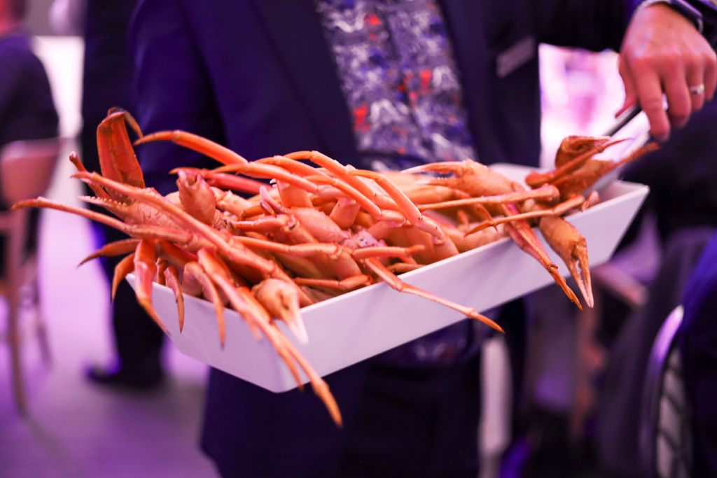 a group of people at a fundraising dinner