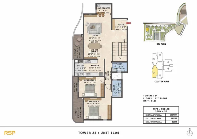 Duplex - 5BHK-5T (2557 sqft)