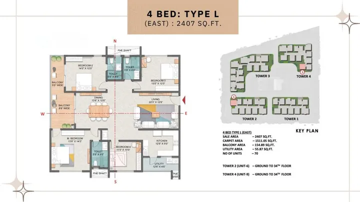 4BHK - Type L East (2407 sqft)