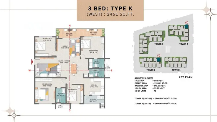 3BHK - Type K West (2451 sqft)
