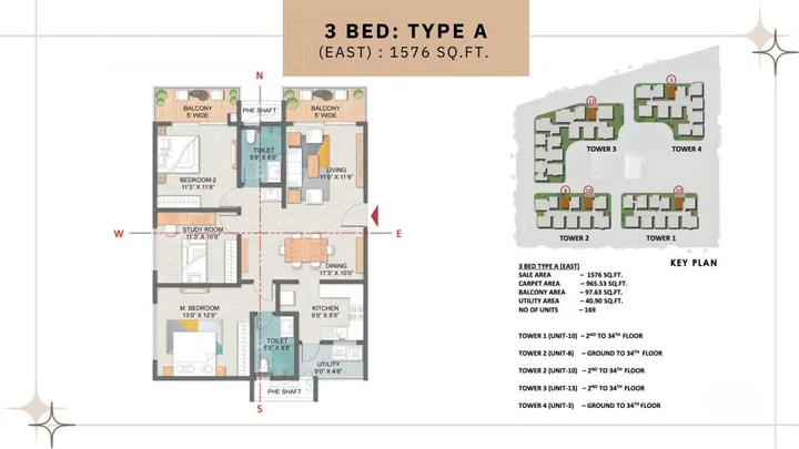 3BHK - Type A East (1576 sqft)