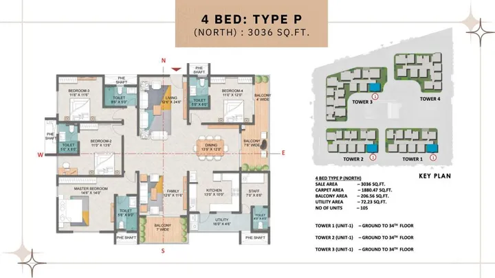 4BHK - Type P North (3036 sqft)