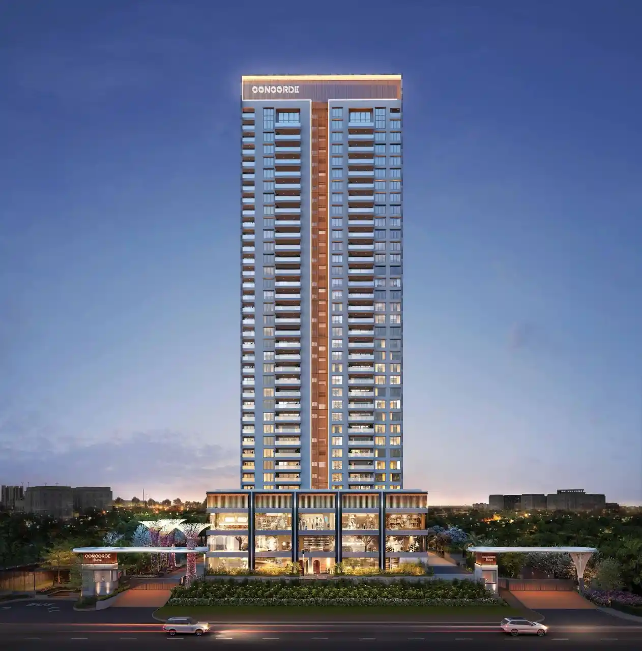 Concorde Eleve rooftop: gardens, seating, recreation areas.