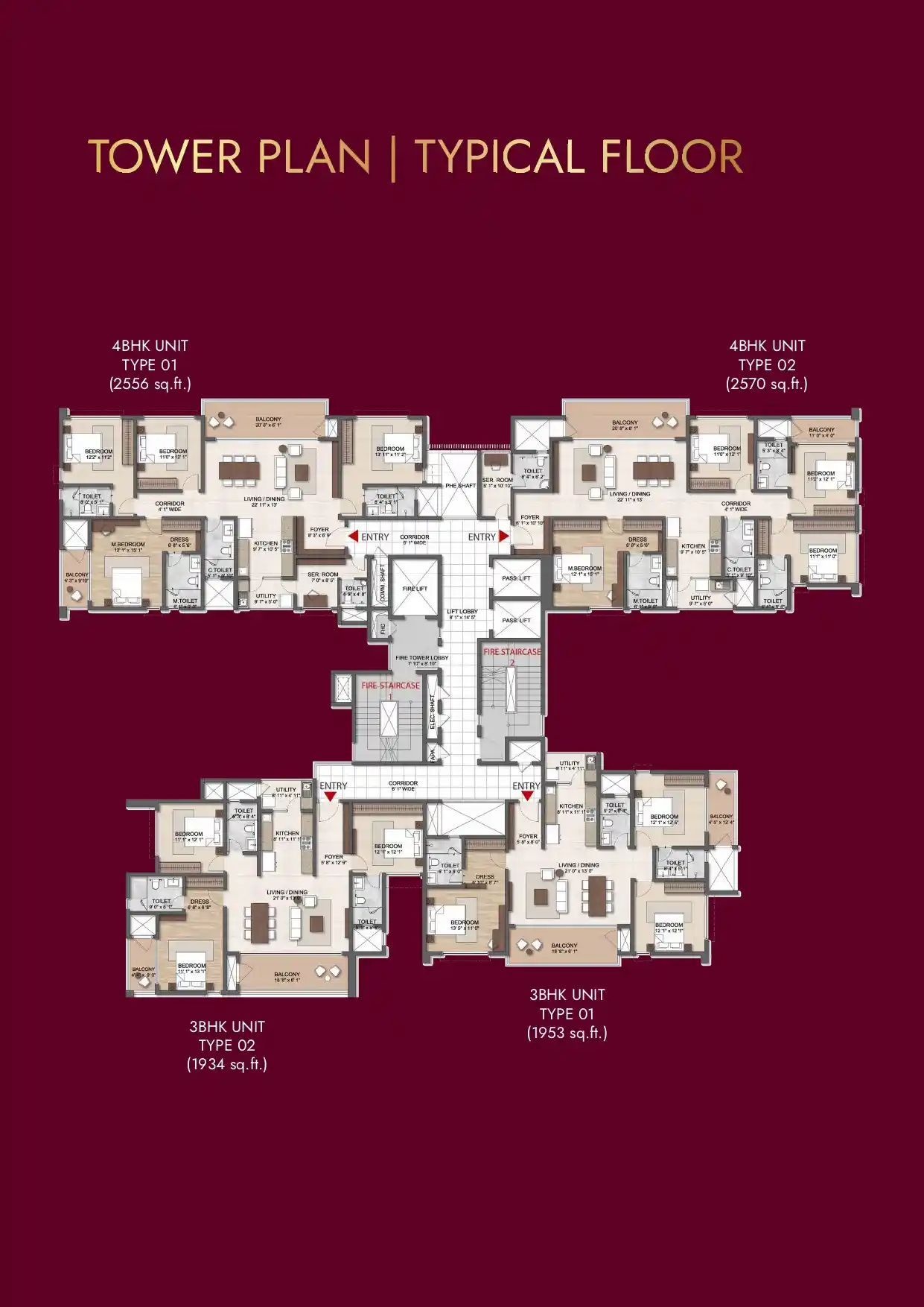 Typical floor tower plan