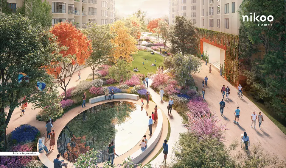 Green community spaces at Bhartiya Garden Estate