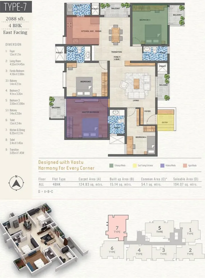 4BHK - Type 7 East Facing (2088 sqft)