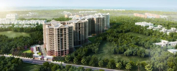 Aerial view of Ramky Lumina apartments on Hosa Road
