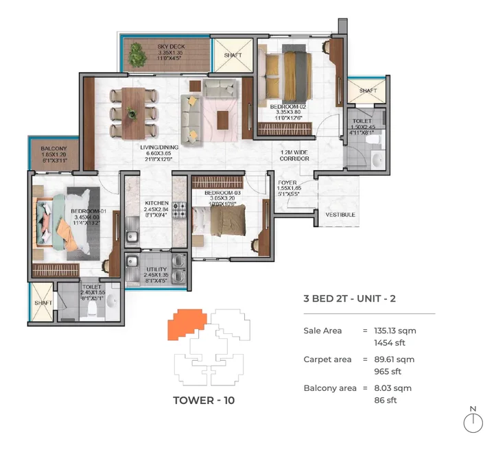 3BHK 2T