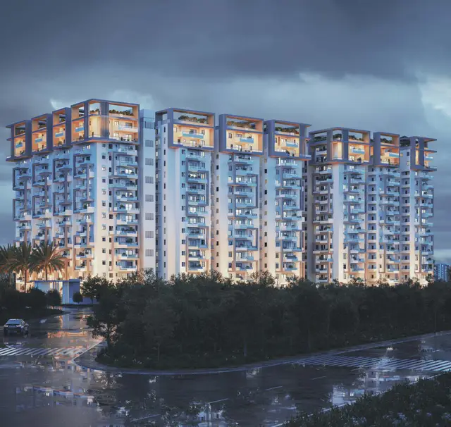 Night view of Anvita Ivana towers