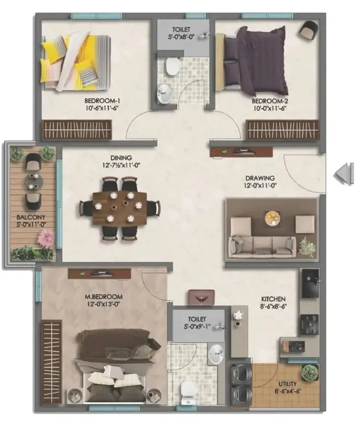 3BHK - Type 1