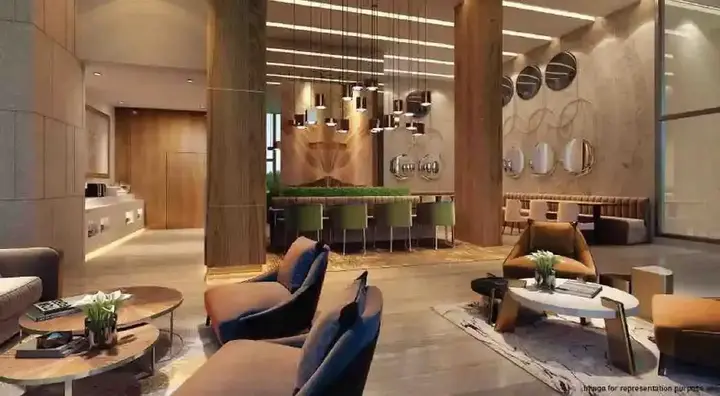 Stylish clubhouse lounge at Sattva Hamlet