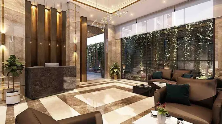 Modern reception lounge at Sattva Hamlet