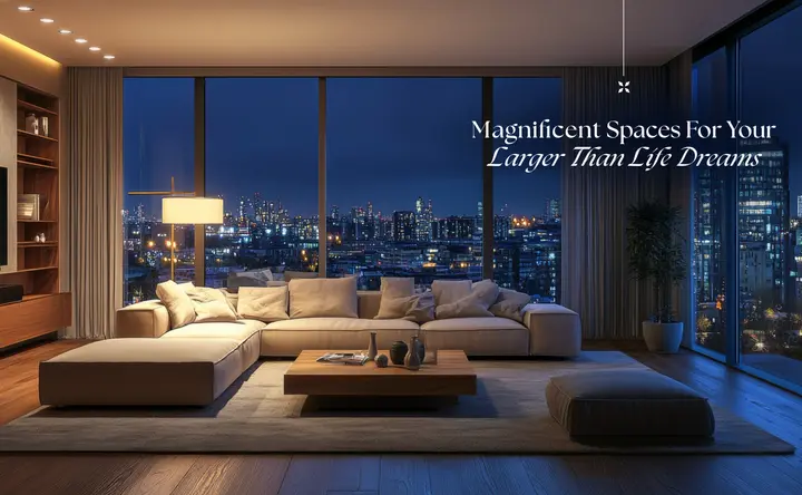 Living room interiors at Saffron by SUYUG