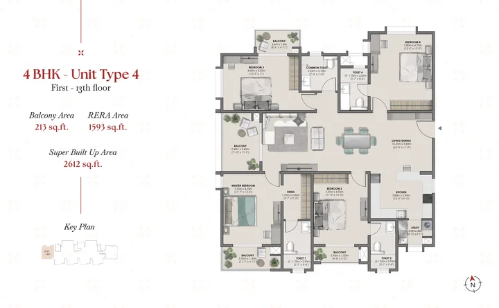 4BHK - Unit Type 4 (2612 sqft)