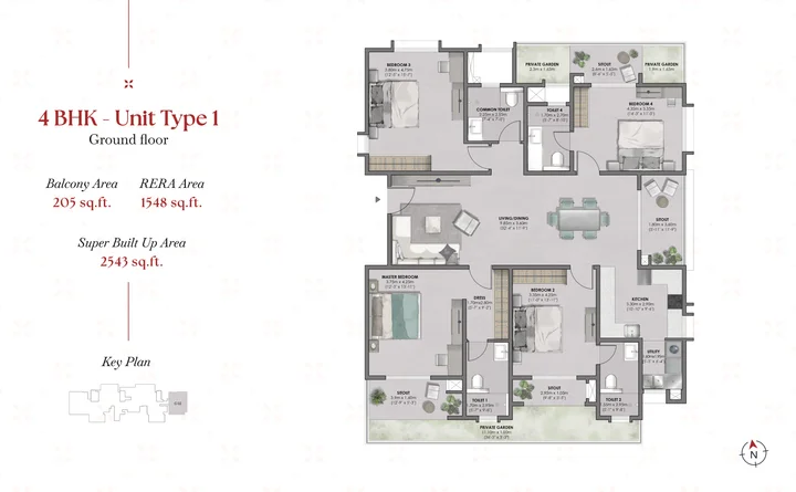 4BHK - Unit Type 1 (2543 sqft)