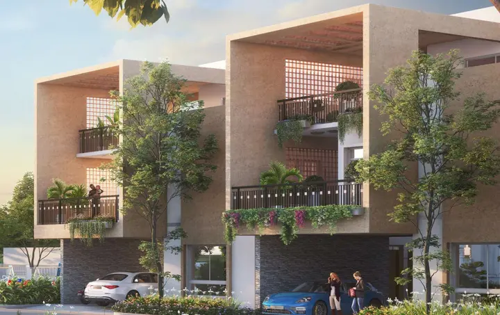 Villas with green balconies at Allure Avani