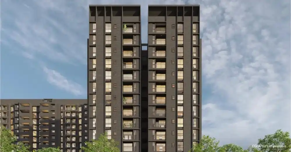 Front elevation of Assetz Zen and Sato highlighting modern architecture