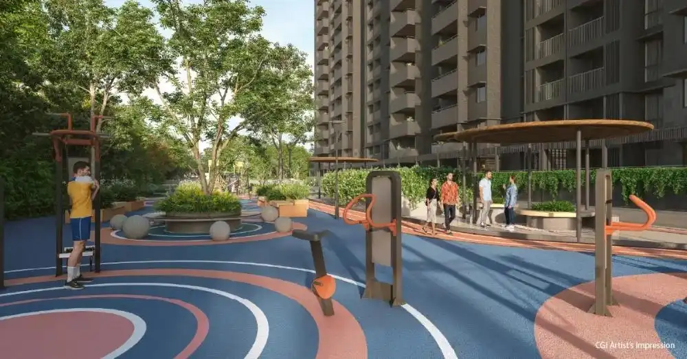 Outdoor fitness and activity zone at Assetz Zen and Sato