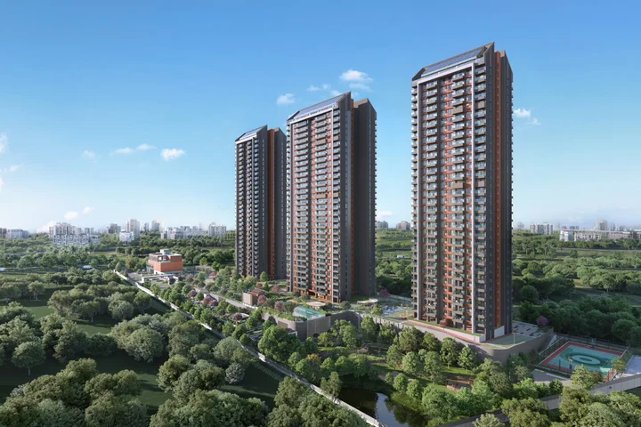 Aerial view of Purva Silversky residential towers