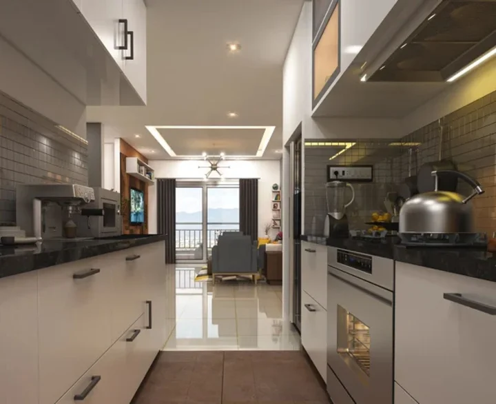 Modular kitchen interior at Arvind Skycrest