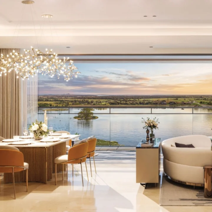 Lake view living room