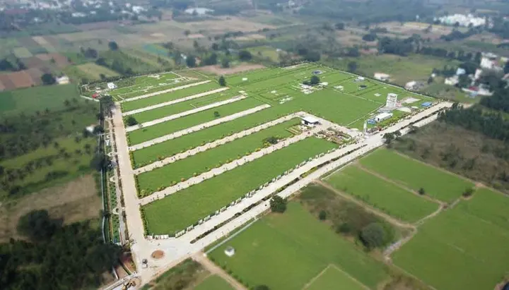 Aerial view of plotted layout at The Glenhart Estates