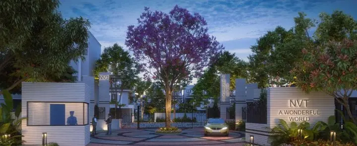 Gated entry plaza at NVT A Wonderful World