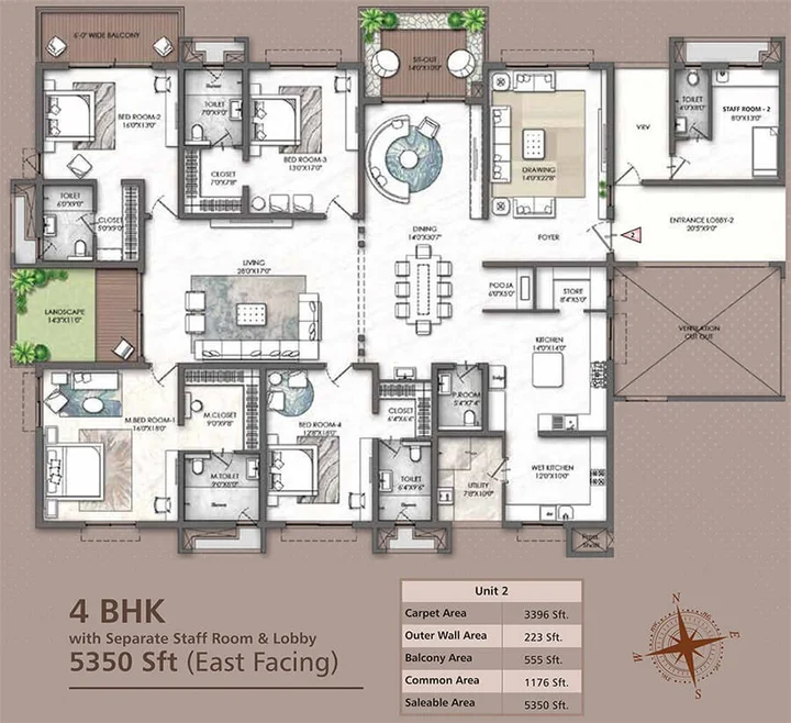 4BHK – Premium Unit East Facing (5350 sqft)