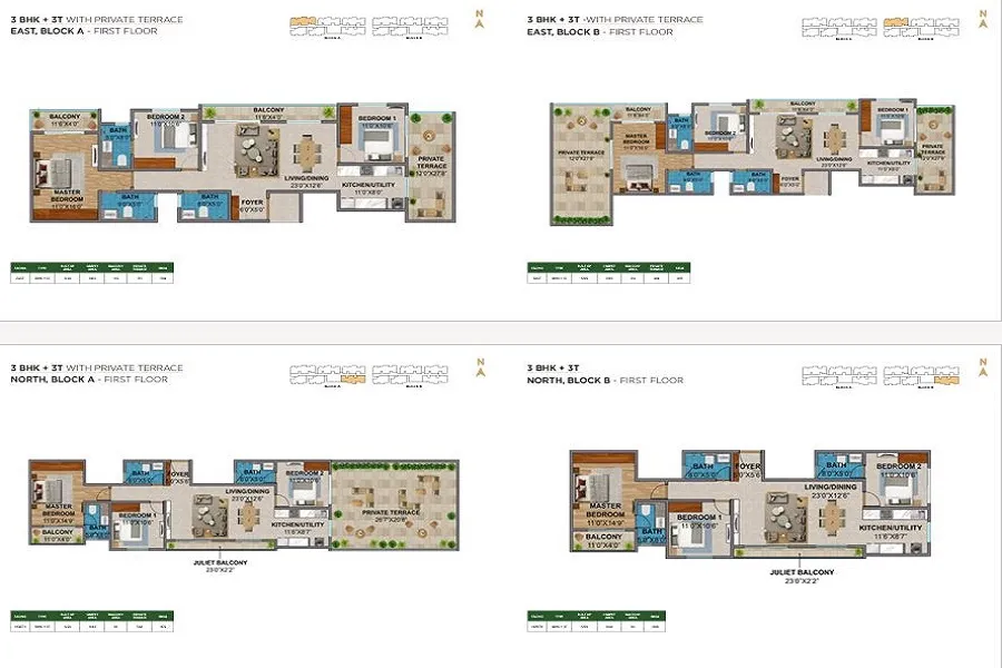 Amberstone Vectra 3 BHK Floor Plan