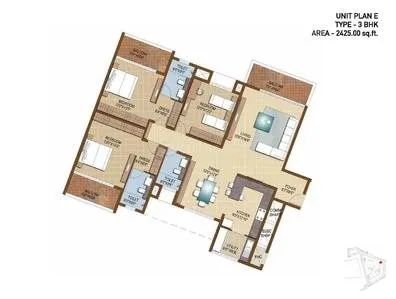 Sobha Madison Heights 3 BHK Floor Plan
