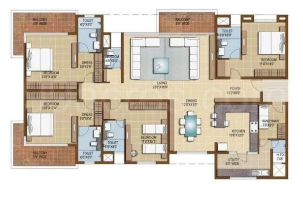 Sobha Madison Heights 4 BHK Floor Plan