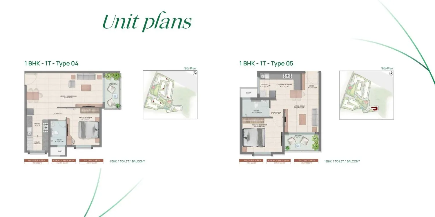 Bren Park City 1 BHK Type 04 and Type 05 Floor Plan